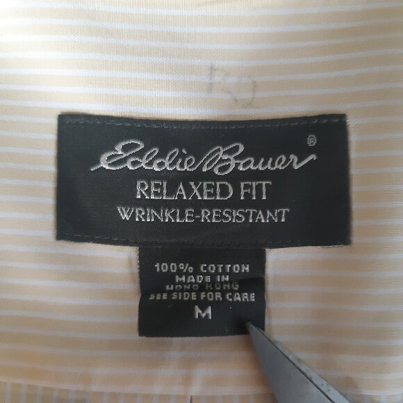 Eddie Bauer SZ M Relaxed Fit 100% Cotton Yellow Striped Men's Button Up Shirt - Picture 4 of 12